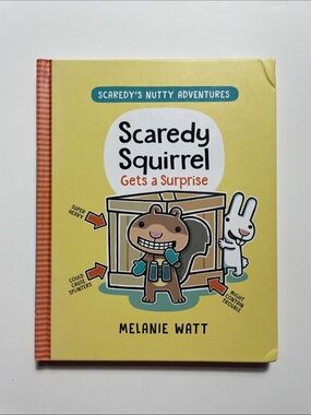 🍋 4/$20 Scaredy Squirrel Gets a Surprise by Melanie Watt | Hardcover Kids Books